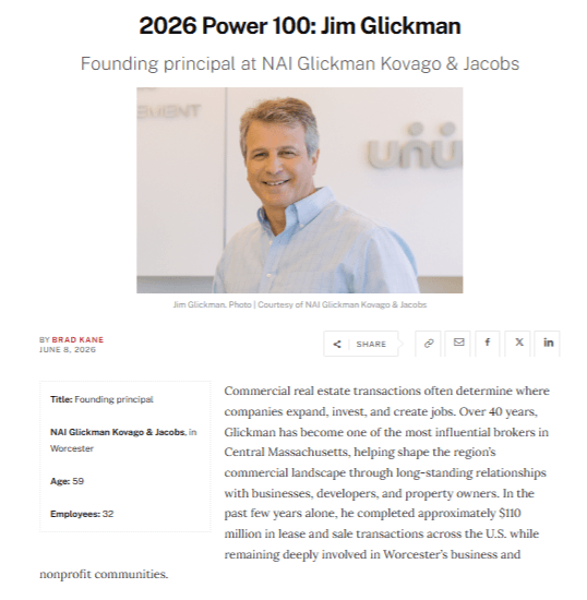 NIAI Glickman, Kovago & Jacobs Founding Principal Jim Glickman Named to WBJ Power 100